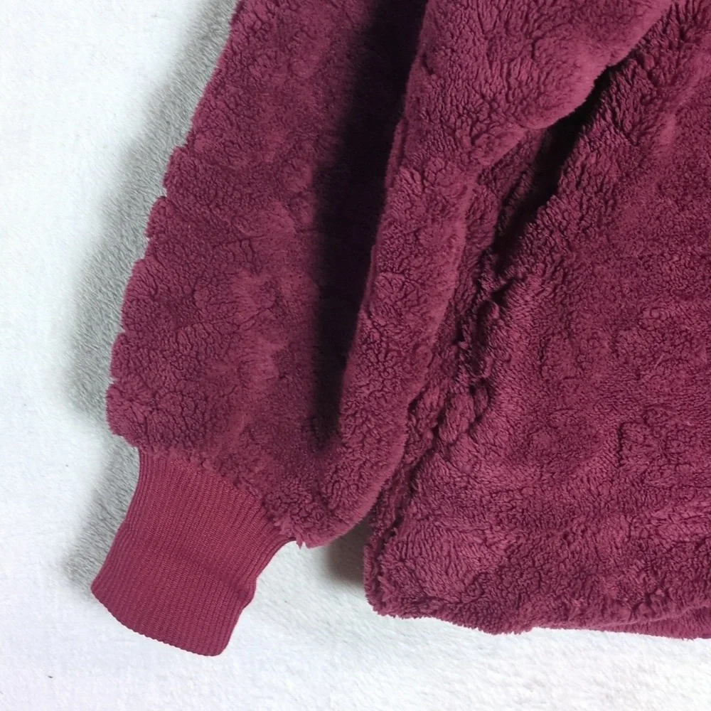 Free People Womens Purple Plush‎ Crewneck Oversized Sweatshirt Size XS
